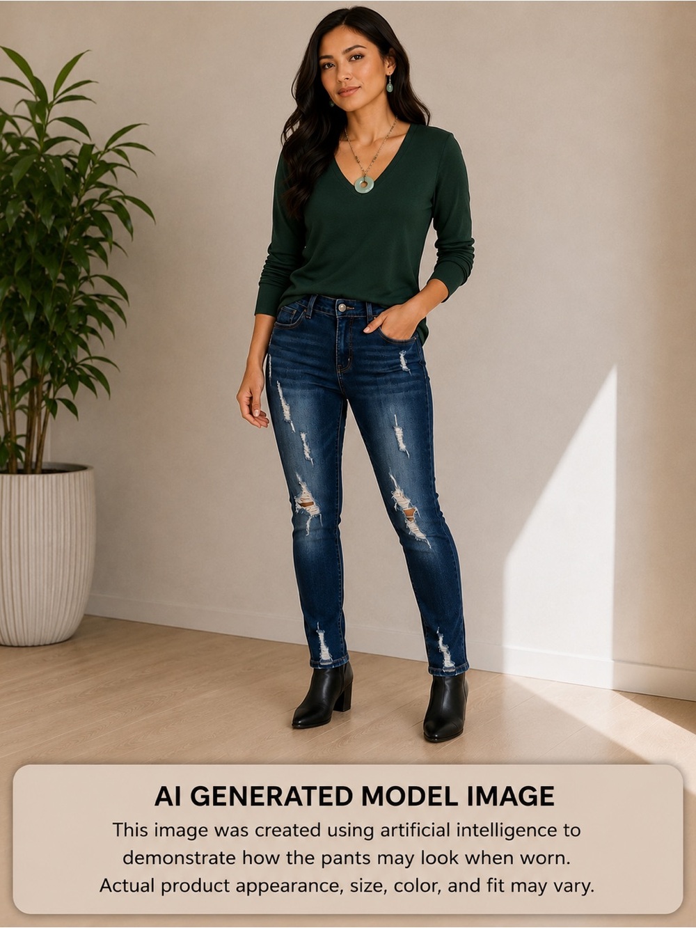 Wax Jean Dark Blue Distressed Skinny Jeans